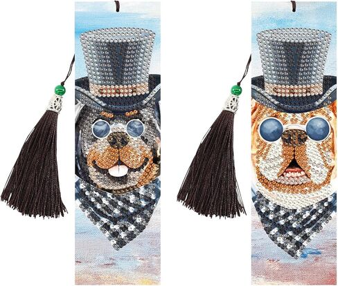 2pcs Diamond Art Bookmarks Kit DIY Dog Diamond Painting Bookmark for Adults Creative Craft Kits for Unique Gifts in Saudi Arabia