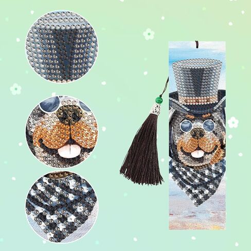 2pcs Diamond Art Bookmarks Kit DIY Dog Diamond Painting Bookmark for Adults Creative Craft Kits for Unique Gifts in Saudi Arabia