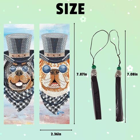 2pcs Diamond Art Bookmarks Kit DIY Dog Diamond Painting Bookmark for Adults Creative Craft Kits for Unique Gifts in Saudi Arabia