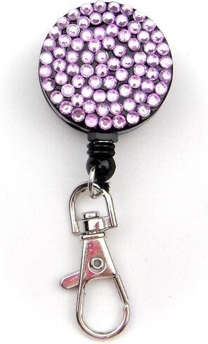 Rhinestone Lanyard Bling Crystal Badge Reel + Card Holder for Business Id Card (White) in Saudi Arabia
