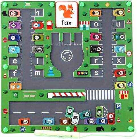 Magnetic Alphabet Maze With Strong Magnetic Pen Montessori Toys,Montessori Alphabet Parking Maze Sensory Toys for ages 2-4,Magnetic Letter Board Busy Board for 1 year old Preschool Learning Activities in Saudi Arabia