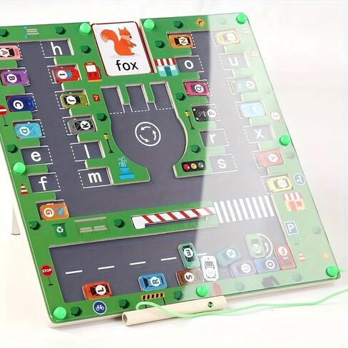 Magnetic Alphabet Maze With Strong Magnetic Pen Montessori Toys,Montessori Alphabet Parking Maze Sensory Toys for ages 2-4,Magnetic Letter Board Busy Board for 1 year old Preschool Learning Activities in Saudi Arabia