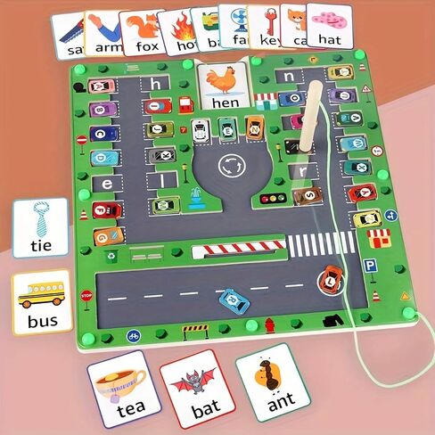 Magnetic Alphabet Maze With Strong Magnetic Pen Montessori Toys,Montessori Alphabet Parking Maze Sensory Toys for ages 2-4,Magnetic Letter Board Busy Board for 1 year old Preschool Learning Activities in Saudi Arabia