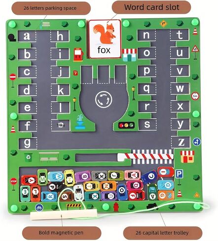 Magnetic Alphabet Maze With Strong Magnetic Pen Montessori Toys,Montessori Alphabet Parking Maze Sensory Toys for ages 2-4,Magnetic Letter Board Busy Board for 1 year old Preschool Learning Activities in Saudi Arabia