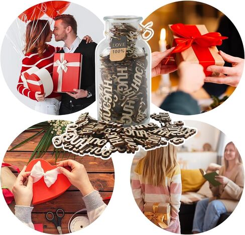 العناق الخشبي 200pcs حقيبة عناق لإعطاء جرة DIY من العناق Mini مضحكة غير مكتملة رسائل عناق الخشب القليل من هدية ليال in Kuwait