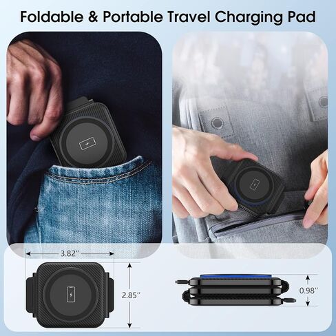 Pocket Wireless Charger for Samsung Android Phone, Fast Foldable Travel Wireless Charging Station Stand Compatible for Samsung Galaxy Watch 7/Buds Pro 3/for Samsung S24/S23 Ultra/S22/Z Flip 6/5 Fold 6 in Kuwait