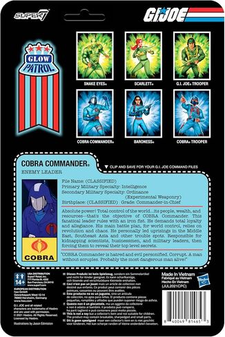 Super7 G.I. Joe Cobra Commander (Glow Patrol) - 3.75" G.I. Joe Action Figure with Accessory Classic Cartoon Collectibles and Retro Toys in Saudi Arabia