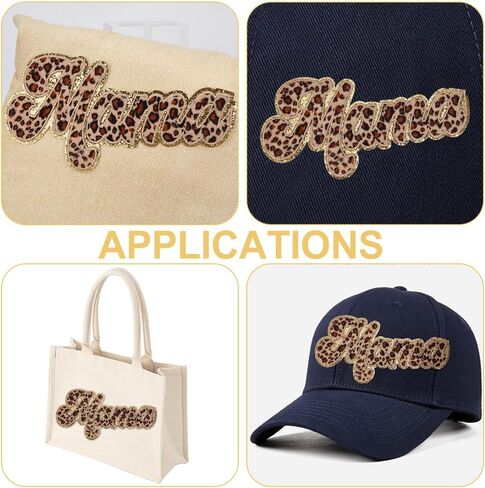Mayjoydiy 3pcs Deep Pink Mama Iron on Latters Patches for Clothing Mama Iron on Patches Gold Border Trxore Patches for Mother's Gift Difting Stirts Hats Hats Jeans Accs in Saudi Arabia