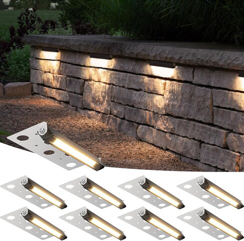 SUNVIE 7 بوصة الاحتفاظ أضواء الجدار 5W LED الإضاءة Hardscape 12V-24V أضواء الخطوة الجهد المنخفض 3000K الأبيض الدافئ للماء إضاءة المناظر الطبيعية في الهواء الطلق لجدران الفناء الدرج، 12 حزمة مع موصلات in Kuwait