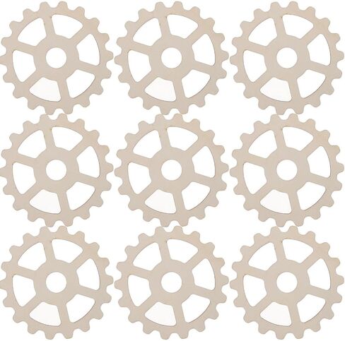 Lurrose Wooden Wheels for Crafts: 10pcs Wooden Shapes - Wood Cut Outs for Crafting - Steampunk Gears - Unfinished Wood Cutouts in Saudi Arabia