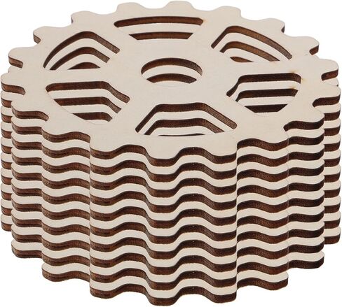 Lurrose Wooden Wheels for Crafts: 10pcs Wooden Shapes - Wood Cut Outs for Crafting - Steampunk Gears - Unfinished Wood Cutouts in Saudi Arabia