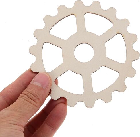 Lurrose Wooden Wheels for Crafts: 10pcs Wooden Shapes - Wood Cut Outs for Crafting - Steampunk Gears - Unfinished Wood Cutouts in Saudi Arabia