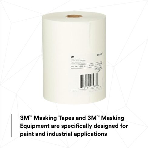 3M White Masking Paper 06537, Heat Resistant, Flexible, Lint Free, 6 in x 750 ft in Saudi Arabia