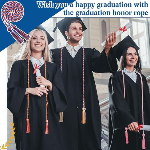 Lyrow 20 Pack Graduation Double Honor Cord 67 '' with tassel bulk multicolor polyester fabric tassel tassel for bachelor college the College Complet in Kuwait