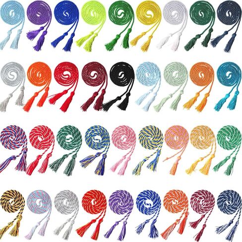 Lyrow 20 Pack Graduation Double Honor Cord 67'' Cord with Tassel Bulk Multicolor Polyester Fabric Braided Yarn Tassel for Bachelor Gown College Graduation Student Ceremony Party Accessory (Classic) in Saudi Arabia