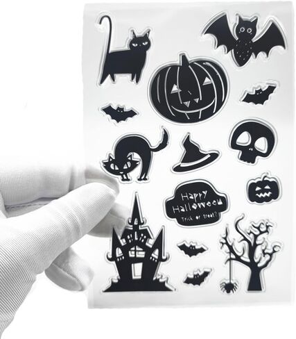 هالوين اليقطين فانوس كات بات القلعة العظمية Dead Tree Tree Clear Stamps شفافة سيليكون طوابع بطاقات الألبوم مطاطية لاستخلاص البطاقات وصنع قصاصات DIY in Kuwait