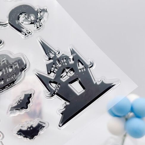 هالوين اليقطين فانوس كات بات القلعة العظمية Dead Tree Tree Clear Stamps شفافة سيليكون طوابع بطاقات الألبوم مطاطية لاستخلاص البطاقات وصنع قصاصات DIY in Kuwait