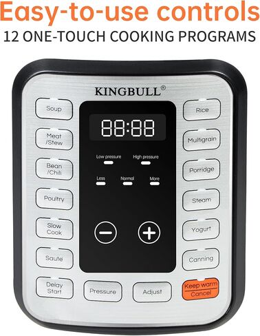 KINGBULL 12-in-1 Electric Pressure Cooker, Instant Multi-Use Non-Stick Pot, Slow Cooker, Rice Cooker, Steamer, Sauté, Yogurt Maker, Warmer &Delay Start,LED Screen& Manual(6QT) in Saudi Arabia