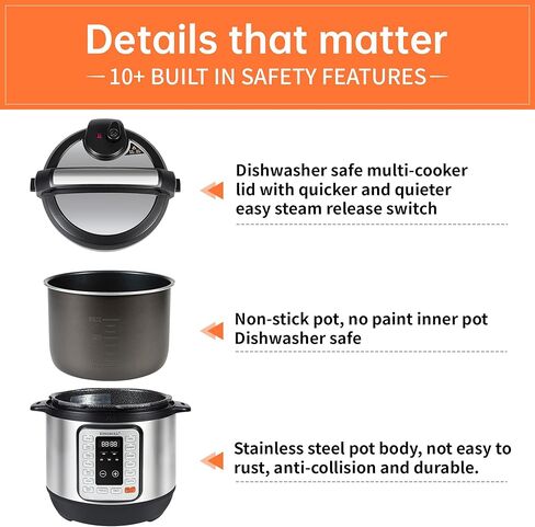KINGBULL 12-in-1 Electric Pressure Cooker, Instant Multi-Use Non-Stick Pot, Slow Cooker, Rice Cooker, Steamer, Sauté, Yogurt Maker, Warmer &Delay Start,LED Screen& Manual(6QT) in Saudi Arabia