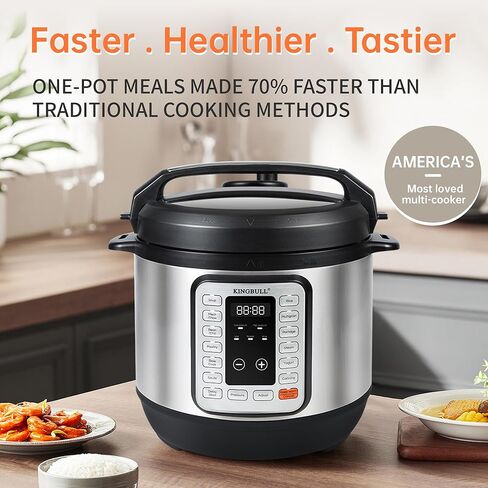 KINGBULL 12-in-1 Electric Pressure Cooker, Instant Multi-Use Non-Stick Pot, Slow Cooker, Rice Cooker, Steamer, Sauté, Yogurt Maker, Warmer &Delay Start,LED Screen& Manual(6QT) in Saudi Arabia