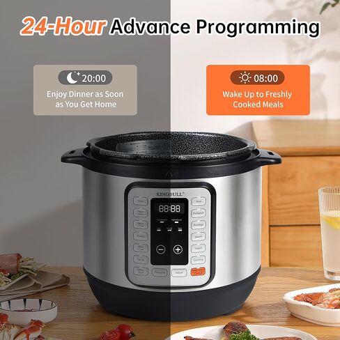 KINGBULL 12-in-1 Electric Pressure Cooker, Instant Multi-Use Non-Stick Pot, Slow Cooker, Rice Cooker, Steamer, Sauté, Yogurt Maker, Warmer &Delay Start,LED Screen& Manual(6QT) in Saudi Arabia