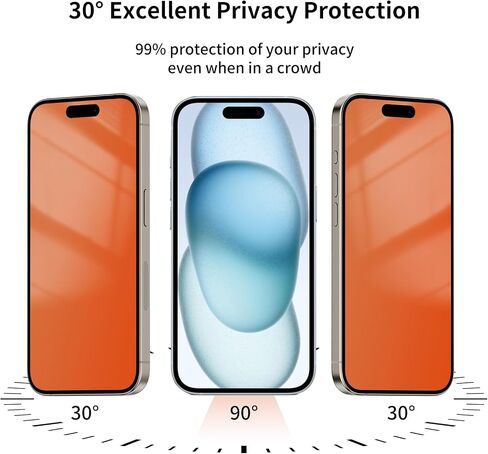 واقي شاشة للخصوصية لهاتف iphone 14 Pro Max / 15 Plus 6.7 بوصة لهاتف iphone 14 ProMax /15Plus زجاج مقسى أرجواني متدرج ملون مضاد للضوء الأزرق HD مضاد للتجسس تغطية كاملة خاصة in Kuwait
