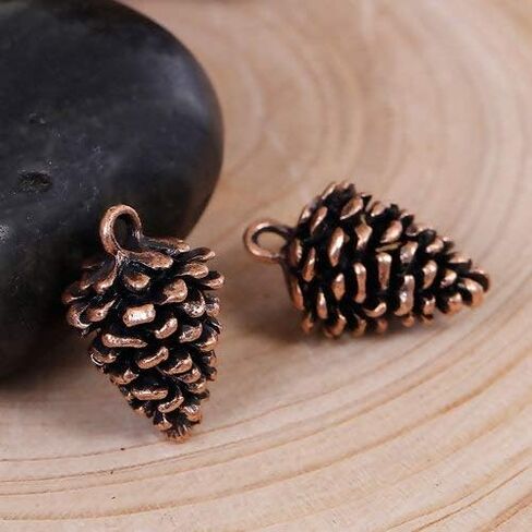 KARMELLING 10 PC Antique Copper Alloy 3D Pine Cone Charms 20mm x12mm(6/8" x 4/8") in Kuwait