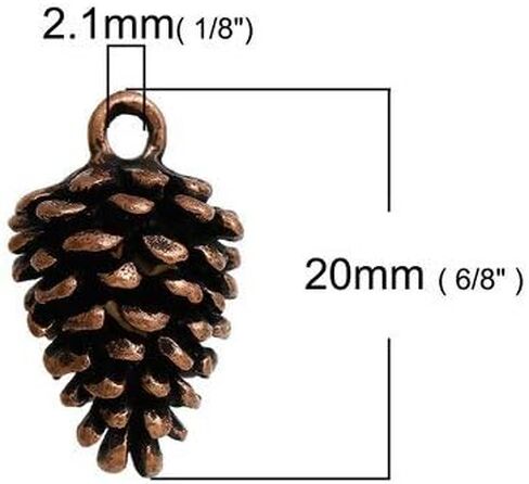 KARMELLING 10 PC Antique Copper Alloy 3D Pine Cone Charms 20mm x12mm(6/8" x 4/8") in Kuwait
