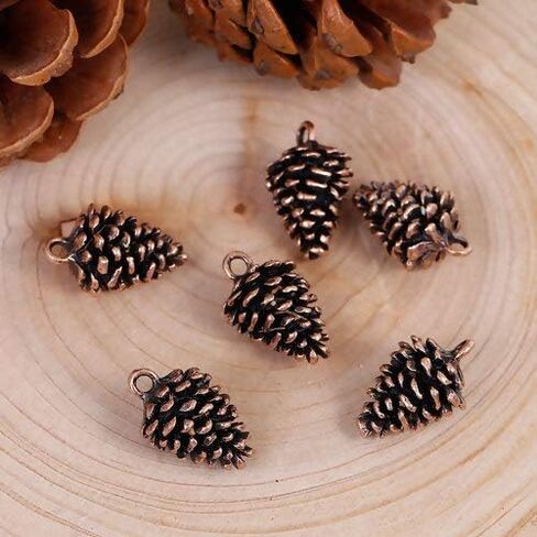 KARMELLING 10 PC Antique Copper Alloy 3D Pine Cone Charms 20mm x12mm(6/8" x 4/8") in Kuwait