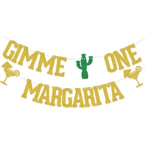 Gimme One Margarita Banner Lets Make Pour Decisions Bachelorette Party Decoration Margarita Birthday Party 21st/25th/30th Birthday Party Decor Sign Gold Green Glitter