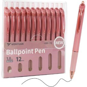 Wy Wenyuan Retractable Point Pens 1.0 مم الحبر الأسود - أقلامًا خفيفة الوزن سريعة التجفيف للكتابة السلسة والمكاتب والمستلزمات المدرسية (نقطة متوسطة/دقيقة)