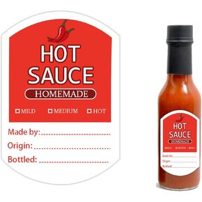 Decorative Labels for Hot Sauce Bottles 3 x 2 Inch Blank Homemade Hot Sauce Labels for Business Christmas Gifts(48 Pcs)