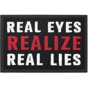 EmbTao Real Eyes Realize Real Lies Patch Biker Morale Badge Embroidered Applique Fastener Hook & Loop Emblem