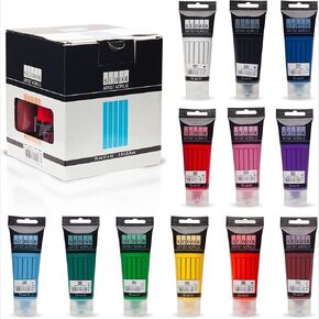 SUDOR Acrylic Paint Set, Waterproof and Vibrant, Non-Toxic Paints for Artists, Children, Hobby Painters and Students, Ideal for Wood, Stone and Canvas Painting (12 Color Set)