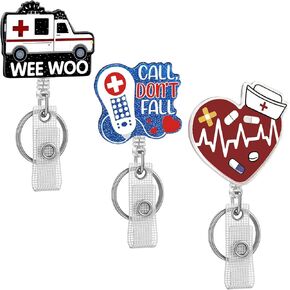 UniClife 3 PCS ممرضة الشارة بكرة مع مقطع التمساح دوار بكرة شارة قابلة للسحب لحامل شارة لطيف بريق معرف الشارة ل RN LPN CNA الممرضات التمريض طلاب الأطباء المساعدين الطبيين