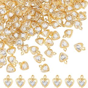 150pcs سحر القلب المعدني راينستون سحر الحب الكريستال المعلق