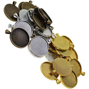 50x مختلط الدائري صينية 30 مم cabochon إعداد مدي قلادة