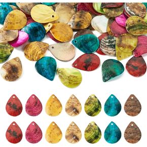 Beadthoven 70pcs قذيفة طبيعية قذيفة طبيعية مسطحة دمعة أم لؤلؤة قذيفة سحر القشرة الملونة قطع المحيطات مع ثقب لتصنيع مجوهرات القرائد DIY ، BSHE-TA0001-03-BT-US