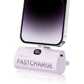 VEEKTOMX Small Portable Charger for iPhone, Fast Charging Power Bank Mini 5000mAh Battery Pack Compatible with iPhone 14/14 plus/14 Pro Max/13/13Pro Max/12/12Mini/11/XR/XS/X/8/,Travel Essentials