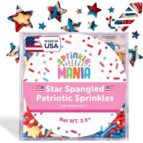 Patriotic Sprinkles for Cake Decorating – Proudly made in the USA to make 4th of July and Memorial Day Treats Pop with our Red, White & Blue Cupcake Sprinkles - Festive Holiday Baking Supplies (3.5oz) in Saudi Arabia