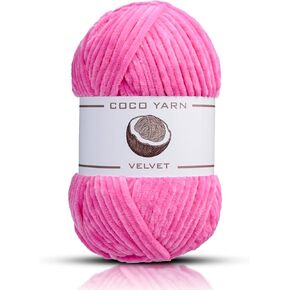 Velvet Yarn for Crocheting – CocoYarn - Chenille Chunky Yarn for Hand Knitting, Fluffy Soft Plush Amigurum Bulky Baby Blanket Yarn for Crochet 100g -131yds (1, Pink-09)