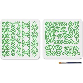 MAYJOYDIY 2 Pcs Mandala Turtle Stencil Starfish Bubble Stencils for Painting 11.8×11.8/11.7×8.3inch Sea Animals Drawing Template with Paint Brush for DIY Craft on Wood Wall Home Decor