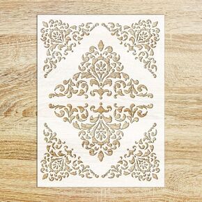 استنسل (6 "x8") التفاصيل الزخرفية الباروكية قالب استنسل زخرفي فلونز لطلاء الحائط وديكور الكيك