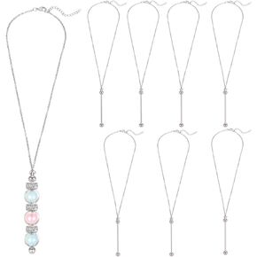 8 Pack Beadable Pendant Chams Blank Bar with Necklace Beaded Pendants for DIY Jewelry Making Crafts Silver
