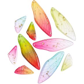 Resin Charms Earring Jewelry Kits Multi Colors Butterfly Wing Resin Wing Dangle Clear Insect Wing Feather Drop Charms Kits with Gold Foil for Jewelry Crafts Making