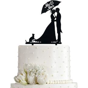 السيد و Mrs Cake Topper للزواج من الزفاف ، زخارف القبعات العليا ، الأسود الأكريليك