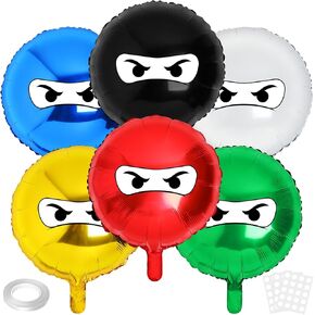 Hungdao 6 PCS 18 بوصة بالونات Ninja الملونة Ninja موضوع الحفلة اللوازم