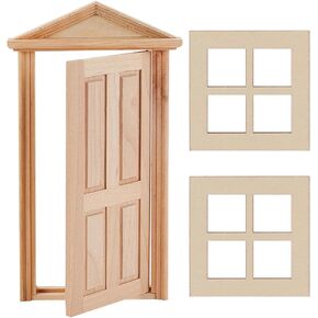ADHANDMaker 3 PCS 1: 12 Dollhouse Miniature Door Windows ، Dollhouse Miniature Furniture for DIY 1: 12 Dollhouse Furniture Craft Decoration Supplies