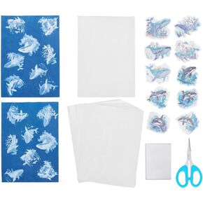 FreeBloss 20 Sheets Cyanotype Kit Sun طباعة ورقة ورقة من النمط السياني مع 10 PCS ملصقات الحيوانات الأليفة
