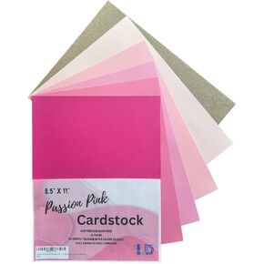 ورقة بطاقة ملونة 8.5 "× 11" مع 5 ألوان وردية متنوعة | 65 رطل نسيج سلس | Stock Core Card Stock for Scrapbooking ، وصنع البطاقات والحرف | 50 ورقة | يتضمن 5 أوراق لوحات مكافأة